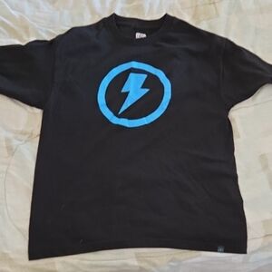 Black and Blue Short Sleeve Tee with Lightning Bolt Design